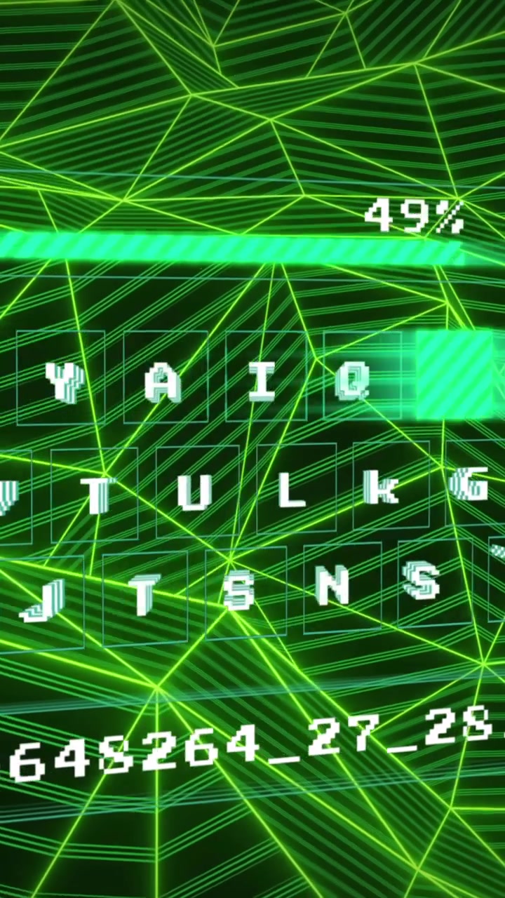 Animation of data processing and shapes on black background