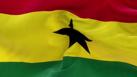 full screen ghana flag is waving slowly