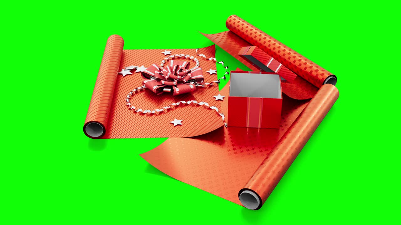 involucro regalo rosso e scatola regalo su schermo verde, isolato - video loop