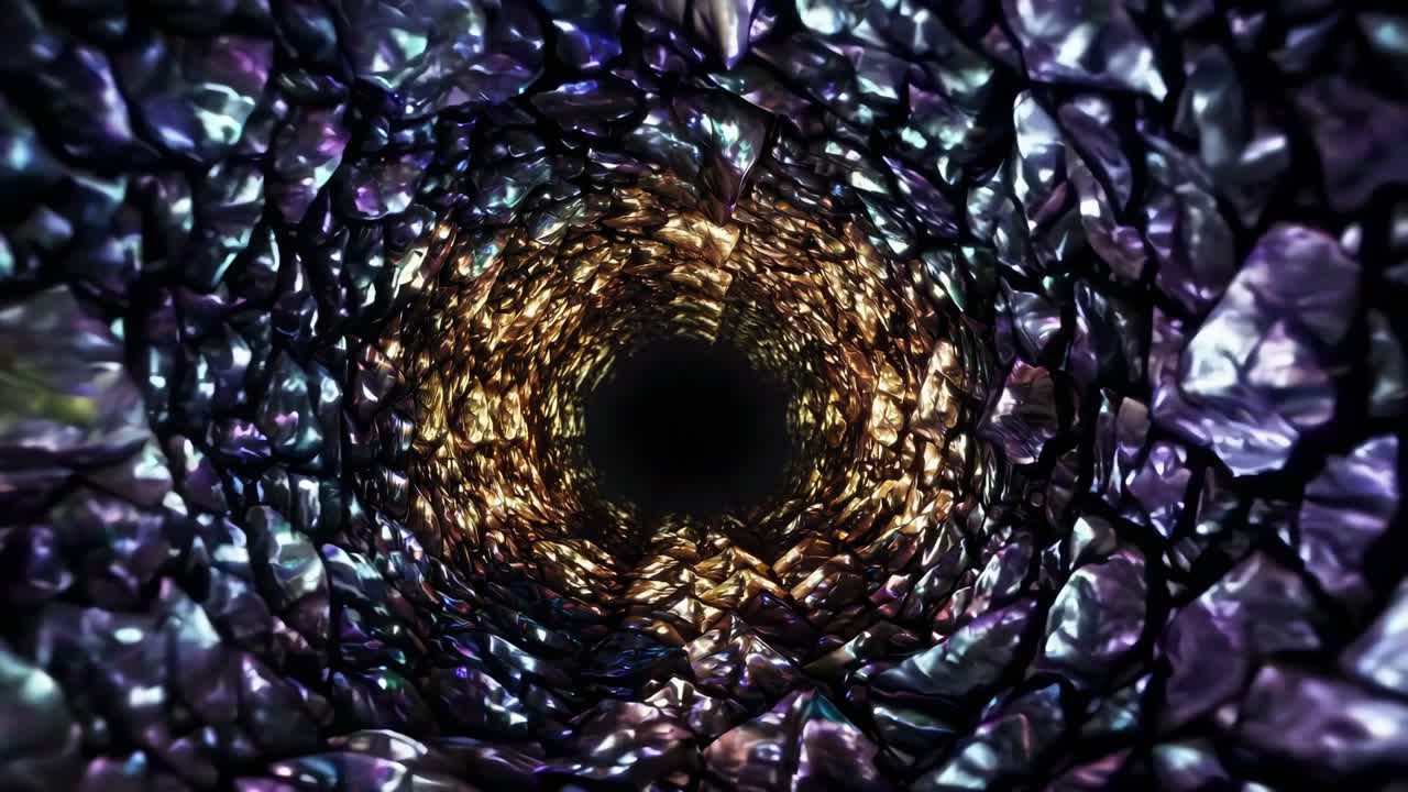 Abstract glowing crystal tunnel
