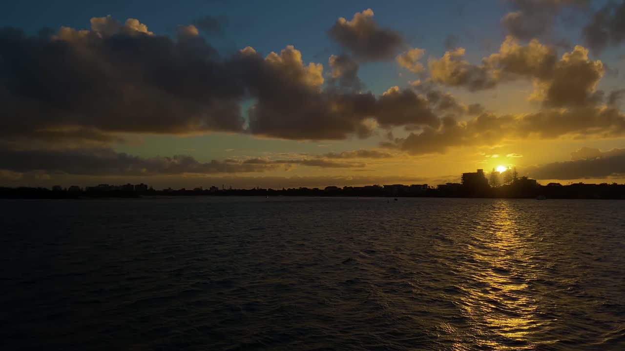 The serenity of a gorgeous Queensland summer sunset looking over Pumicestone Passage at Caloundra