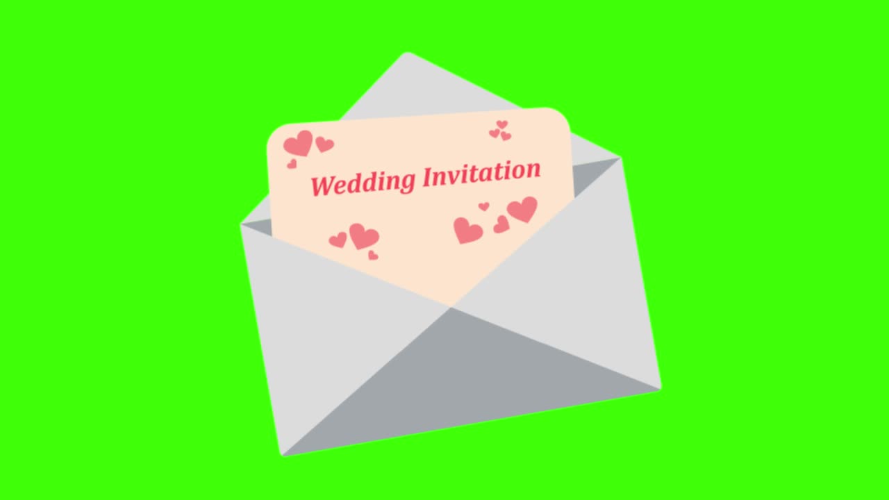 Icon of a wedding invitation popping up on the green screen