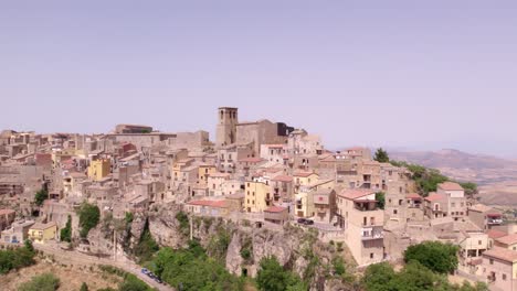 aerial view of calascibetta, a city in the province of enna, sicily, italy