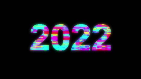 glitch pixel video game screen animation with pixel text happy new year 2022