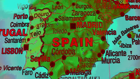 detailed map of spain and portugal with major cities and geographical features