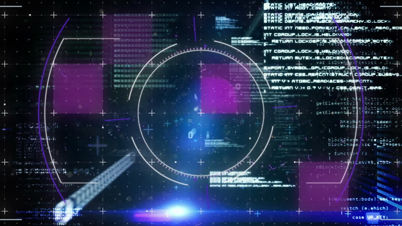 animación del efecto de glitch y escaneo de alcance sobre el procesamiento de datos y puntos de luz