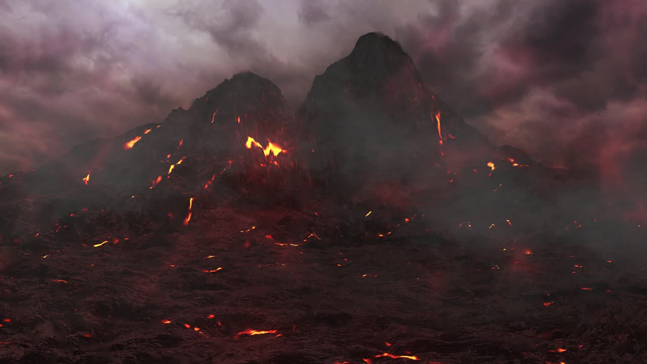 Paisaje de erupción volcánica