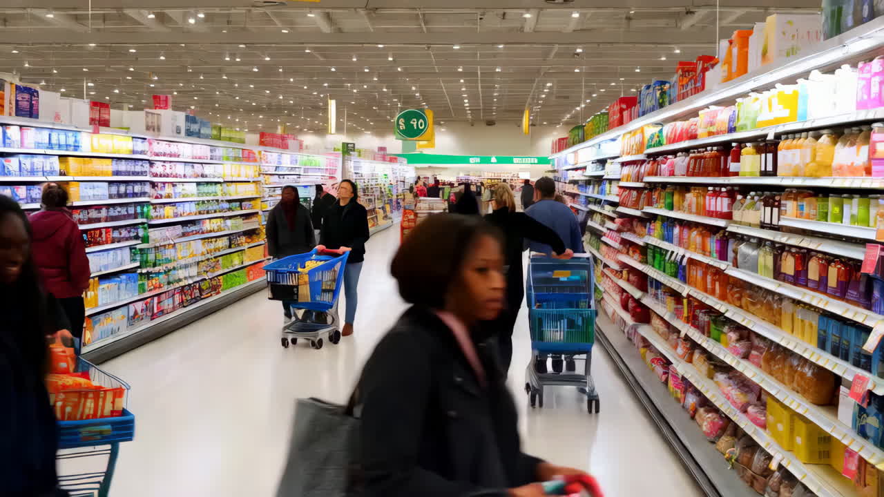 Busy Supermarket Interior