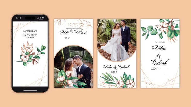Elegant Watercolor Wedding Instagram Stories