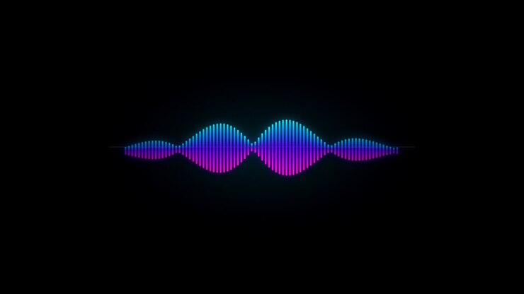 Animated Neon Audio Waveform on Black Background