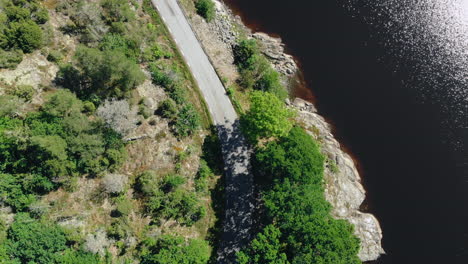 top down view of beautiful curves of coastal road