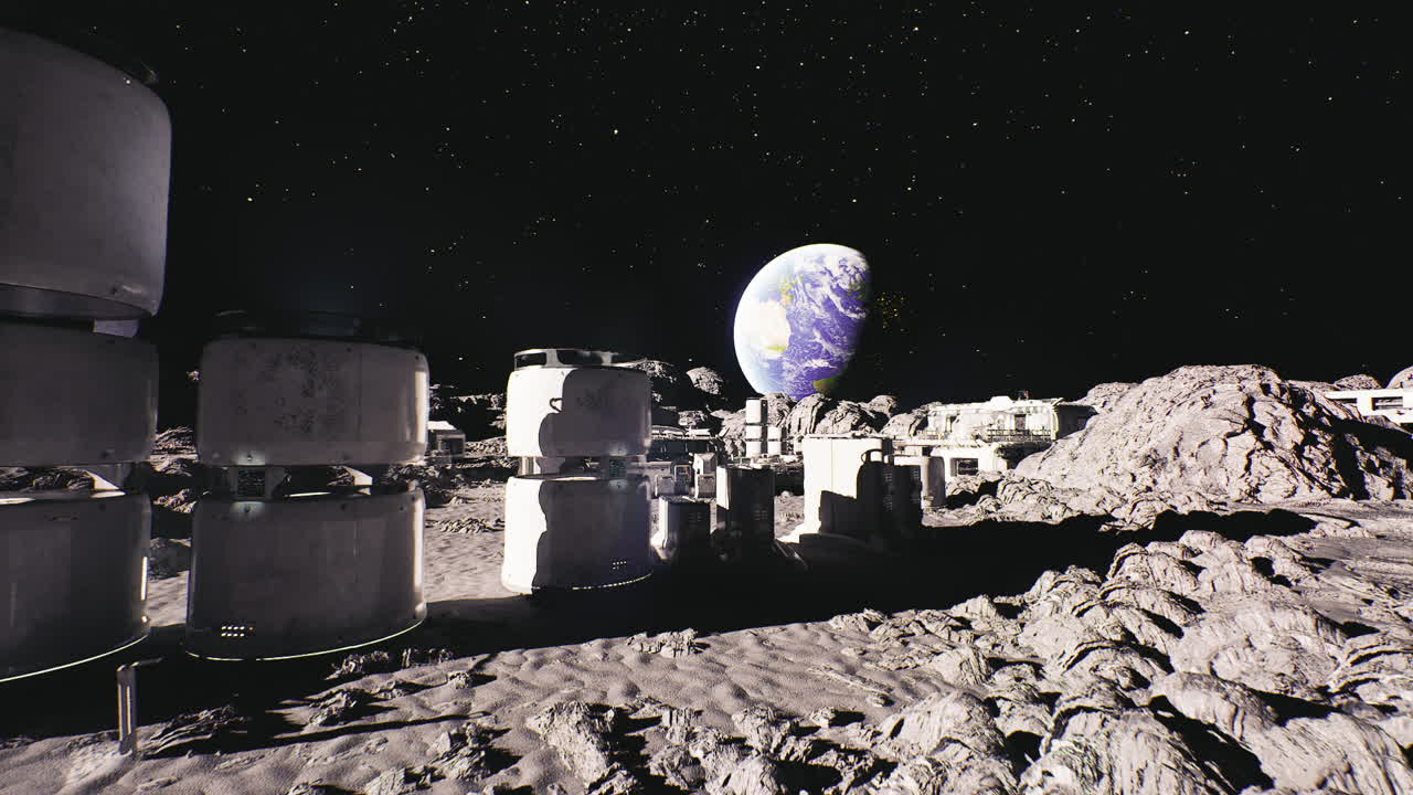 Módulos de pesquisa espacial: estação astronômica com antenas e instrumentos