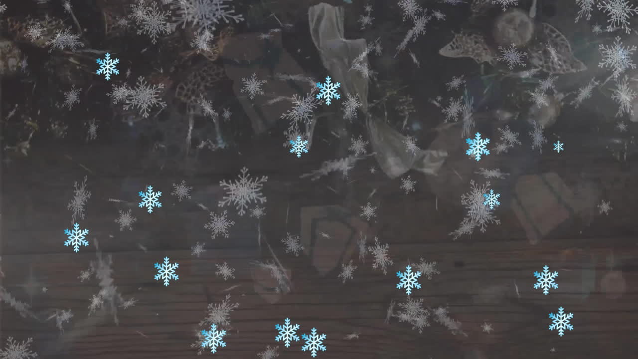 검은 바탕 위에 내리는 눈의 애니메이션