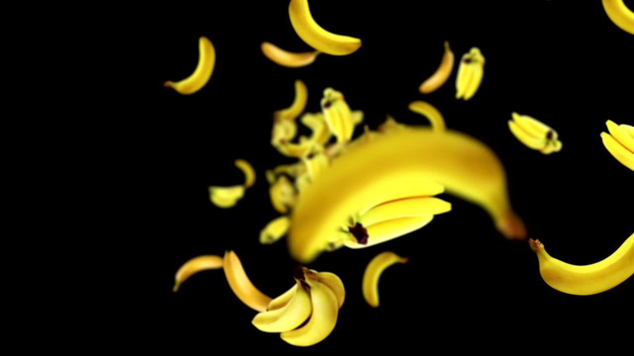 떨어지는 바나나 배경, 루프, 작은 과일 버전, 알파 채널