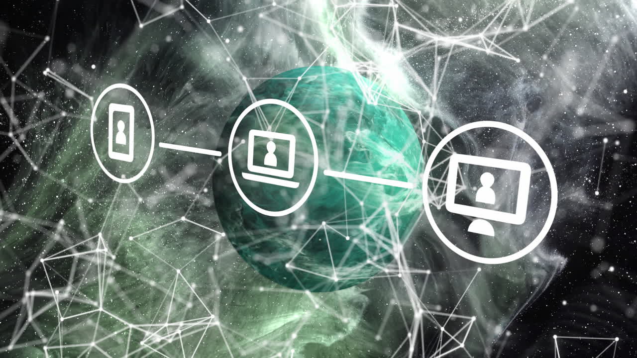 imagen de iconos de medios y formas en todo el mundo.