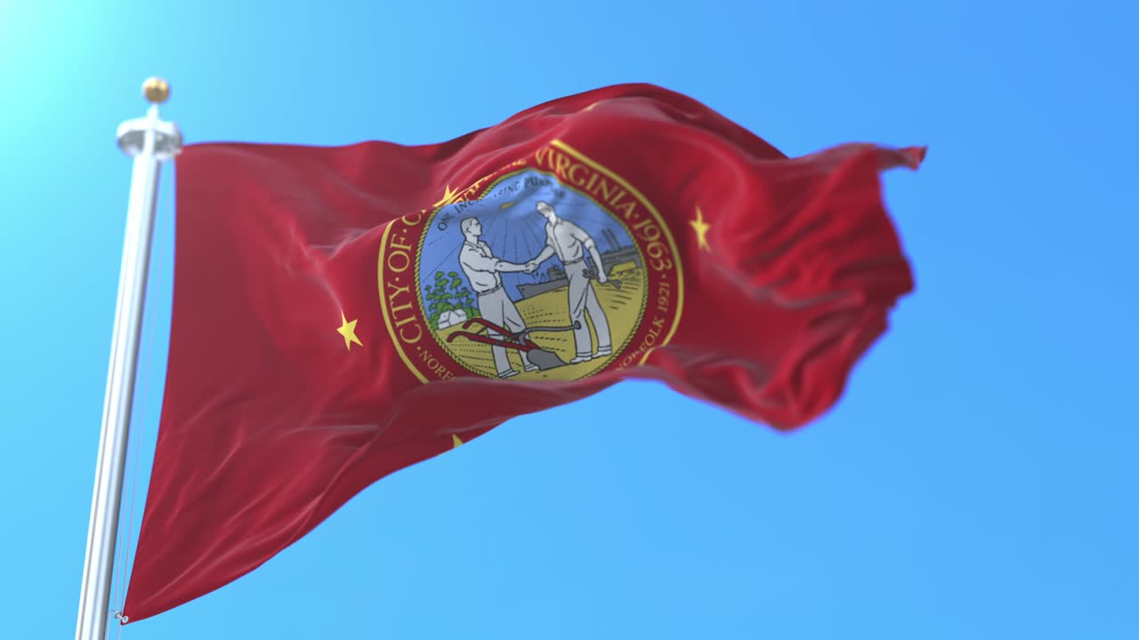 bandera de la ciudad de chesapeake, en el estado de virginia, estados unidos - bucle