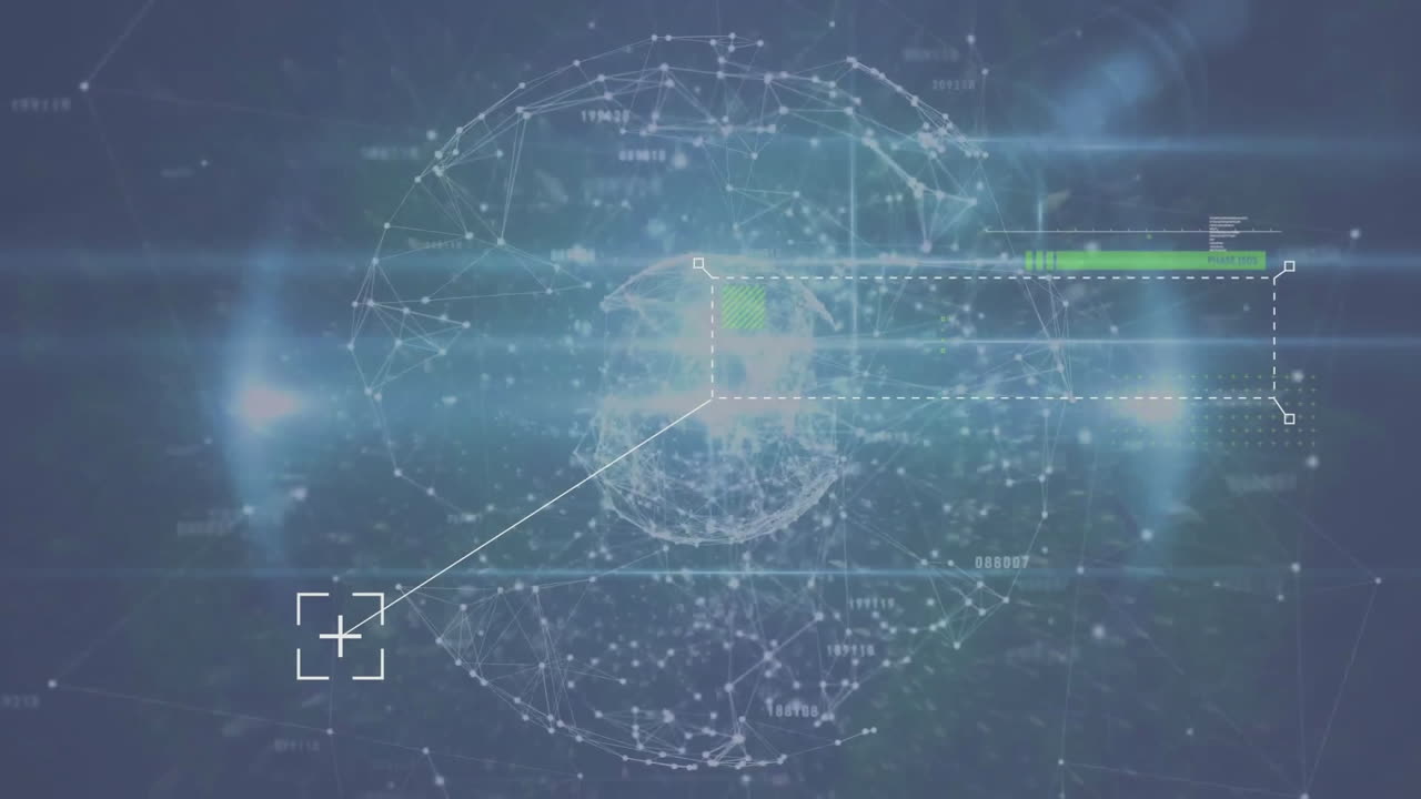 지구와 빛의 점에 대한 연결 네트워크의 애니메이션