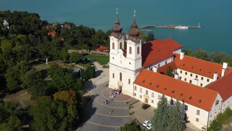 beutiful church in summer at the lake balaton