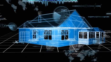 animation of data processing over digital house