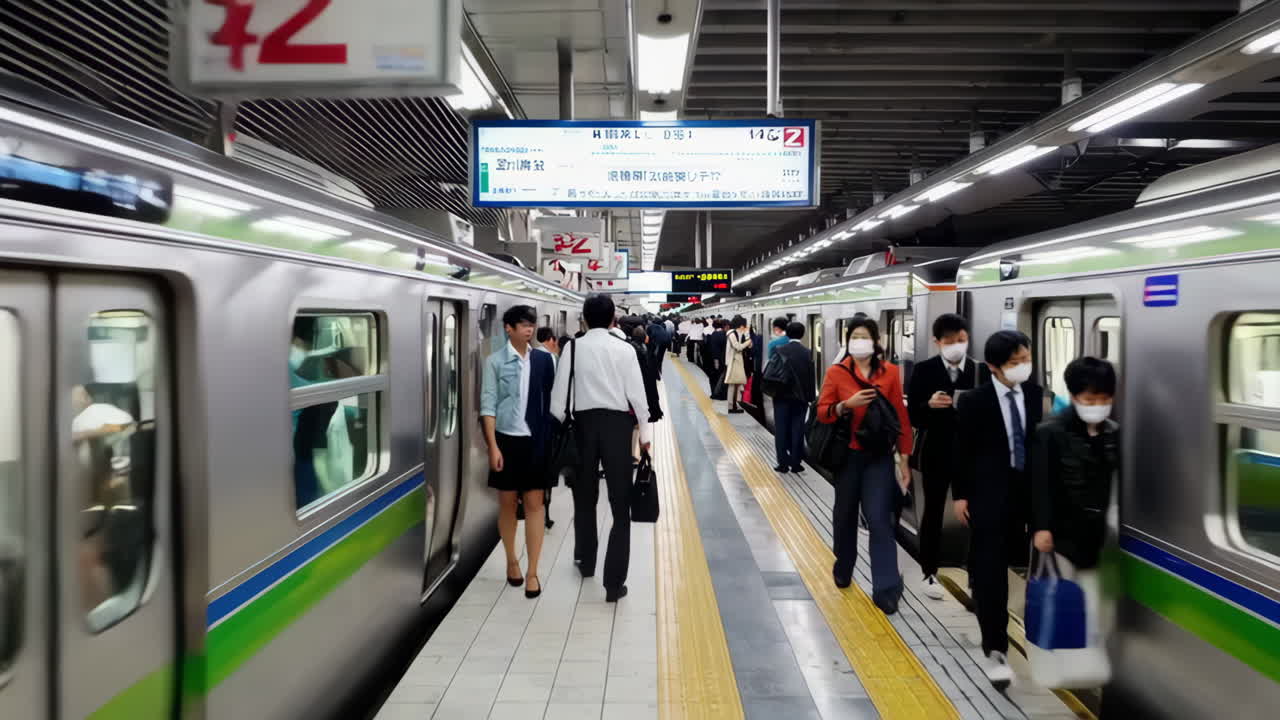Busy Subway Station in Japan