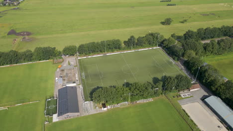 aerial view of green soccer field of local football club