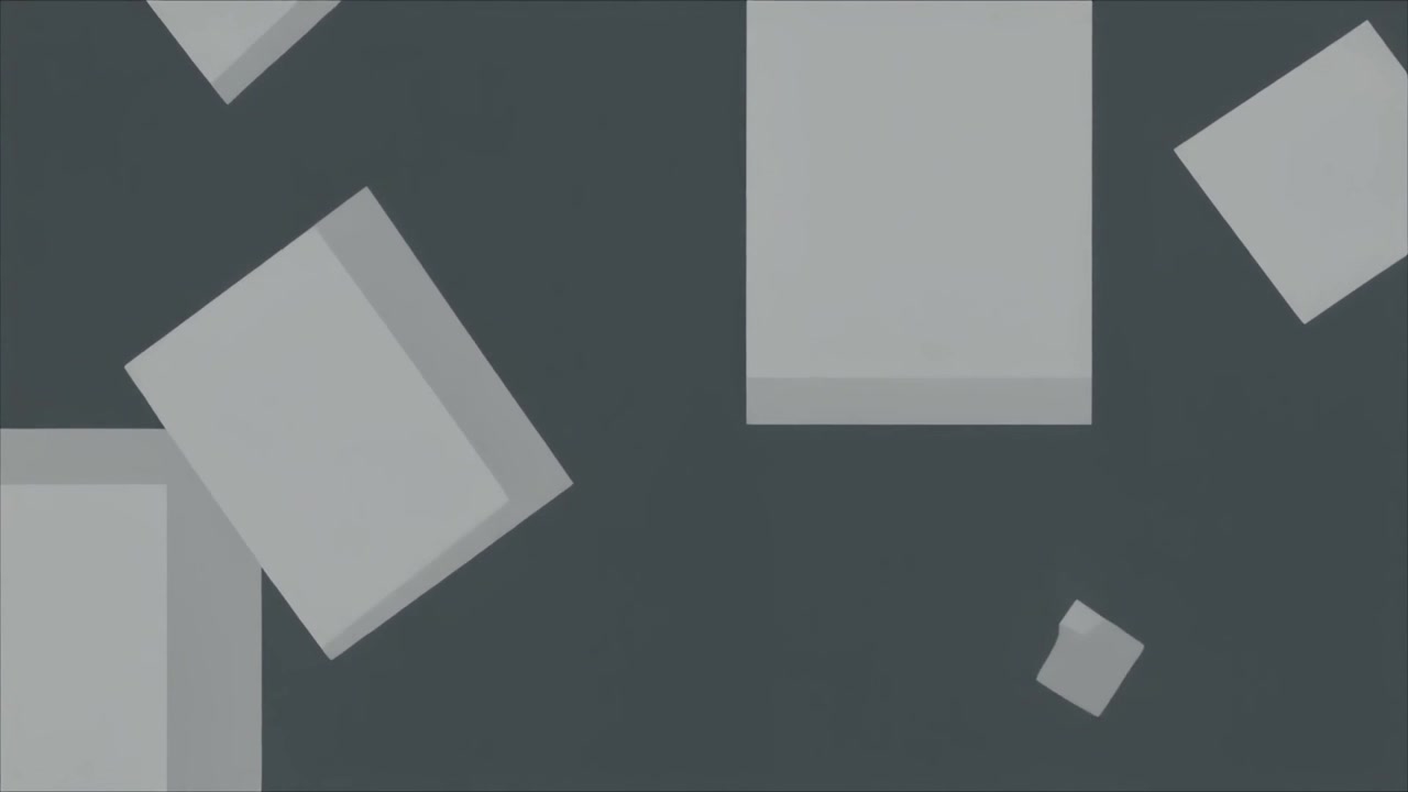 Abstract Animation of Floating Geometric Squares on Dark Background