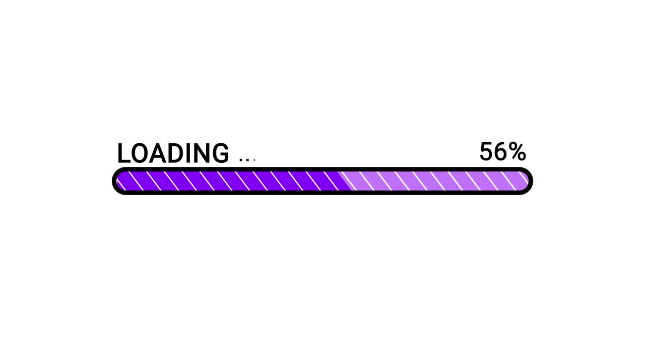 Loading Progress Bar Animation with Percentage on White Background