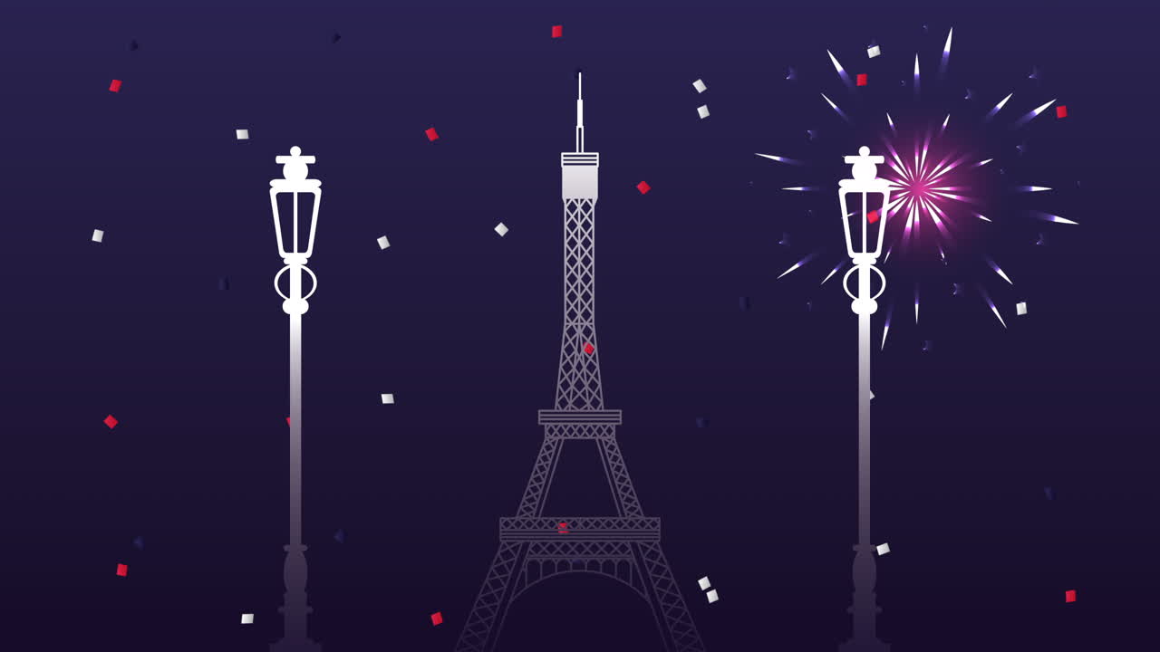 feliz celebración del día de la bastilla con la escena de la torre eiffel