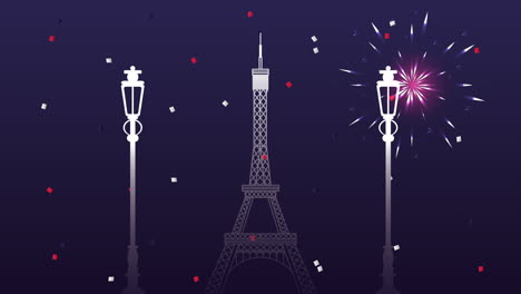 happy bastille day celebration with tower eiffel scene