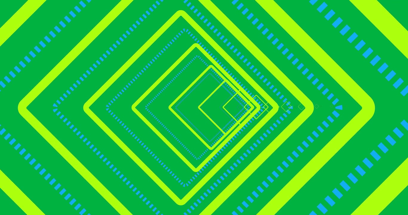 Animazione di motivo neon verde e blu in movimento ipnotico su sfondo trasparente
