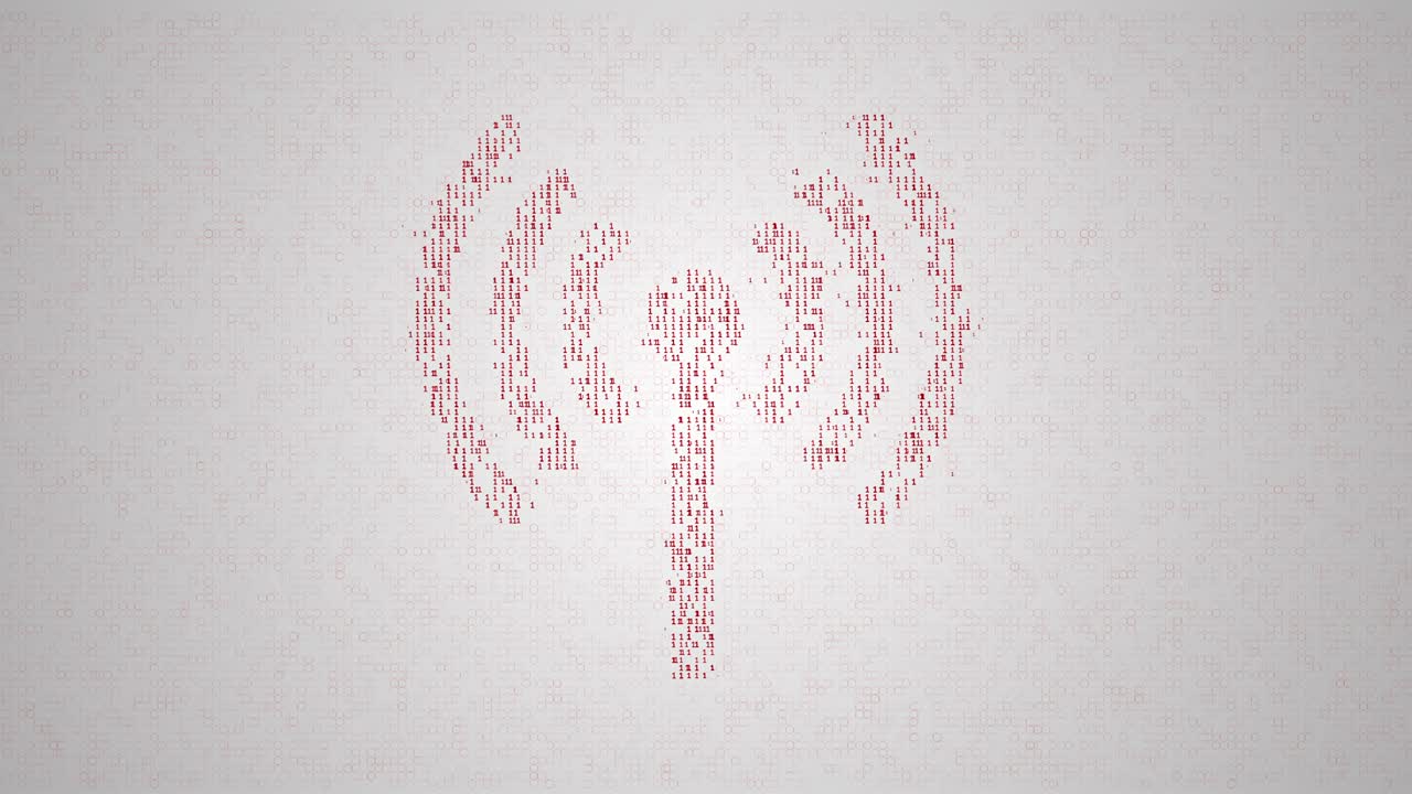 이진 코드는 셀 네트워크 기호의 클로즈업 실루을 만니다.