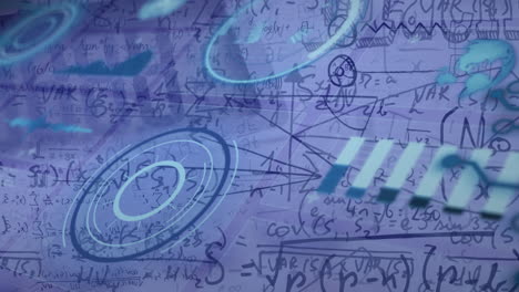 animación del procesamiento de datos financieros sobre fórmulas matemáticas