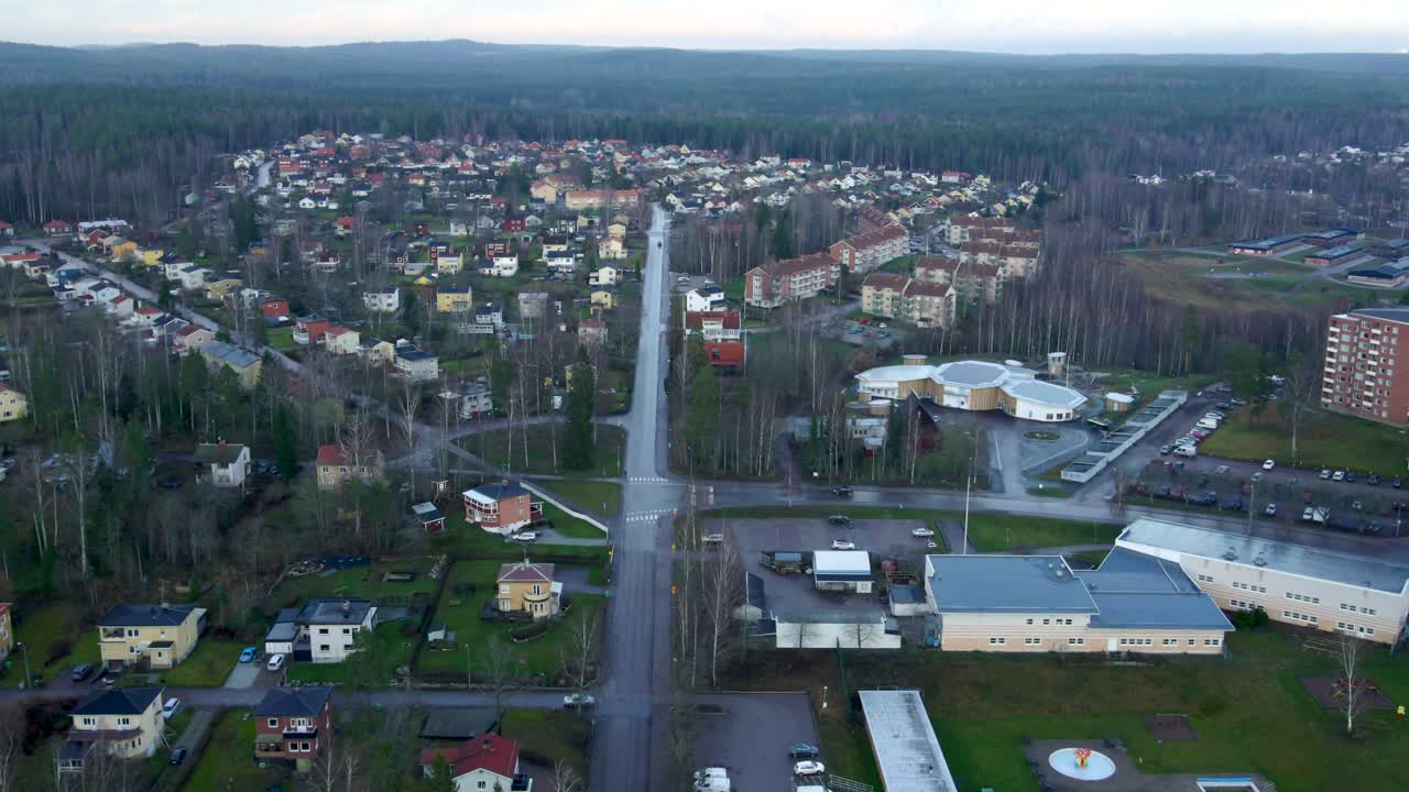 Vista aerea di Fagersta, il cuore della storica Bergslagen, Västmanland, Svezia.
