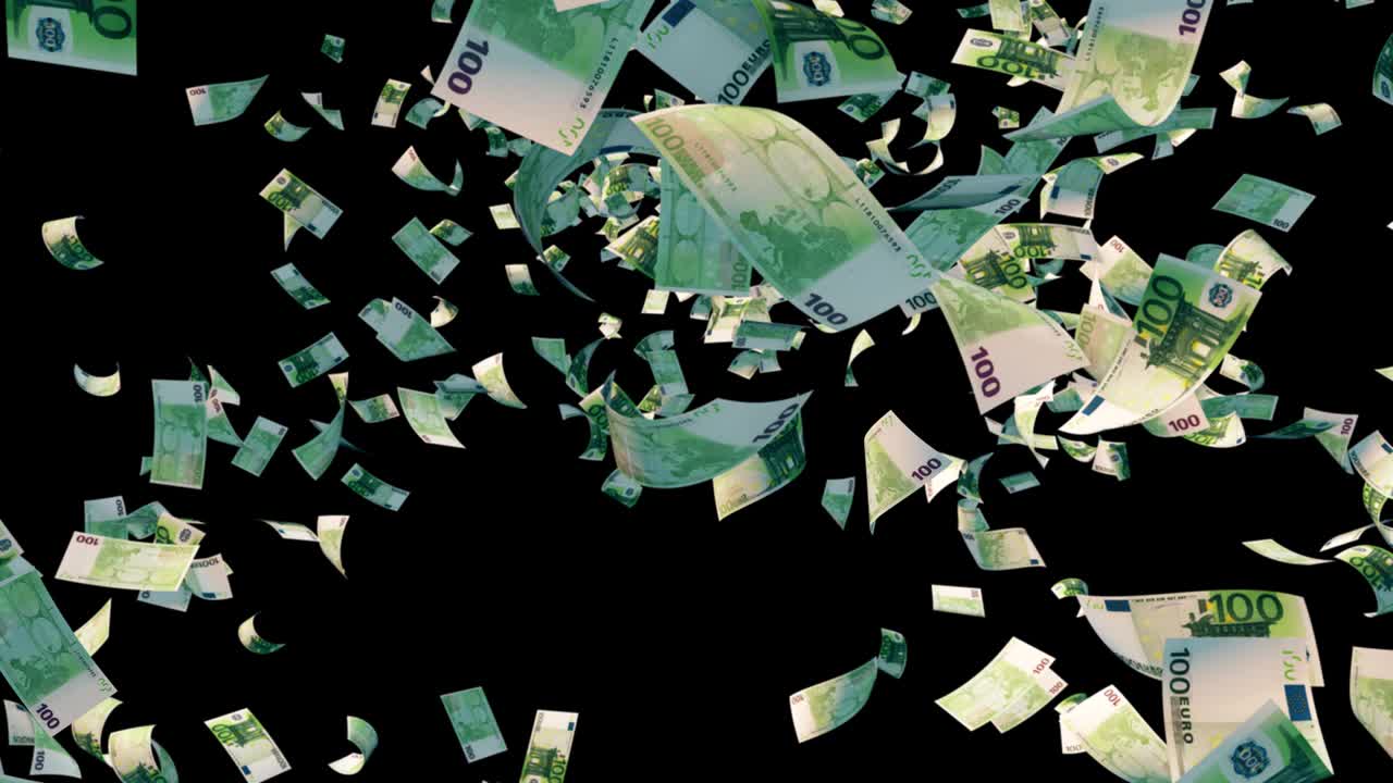 100 유로 지폐가 알파 채널로 떨어집니다.