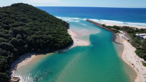 tallebudgera creek mouth between tallebudgera seawall and big burleigh in queensland, australia