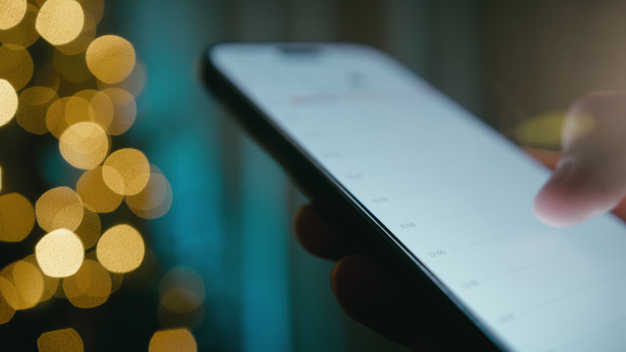 Smartphone calendar scrolling for Christmas Day