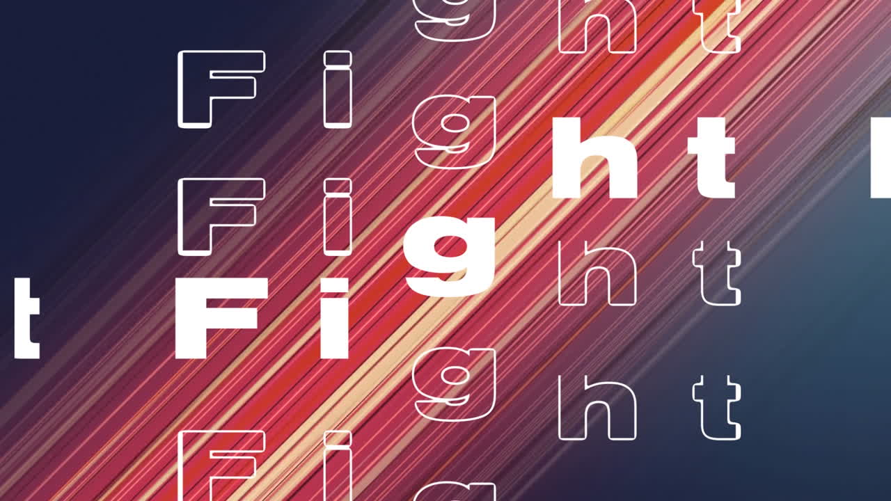 animación digital de texto de lucha contra rastros de luz sobre fondo azul