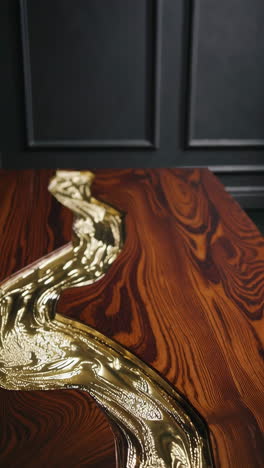 luxury wood table with golden inlay detail