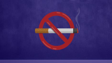 animation of no smoking symbol over dark purple background