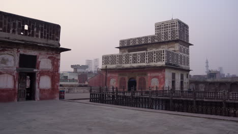 an indian city roof of an old haveli view at evening