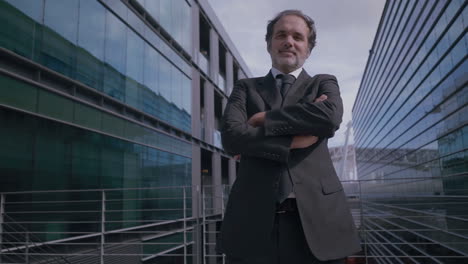 confident bearded businessman posing with crossed arms