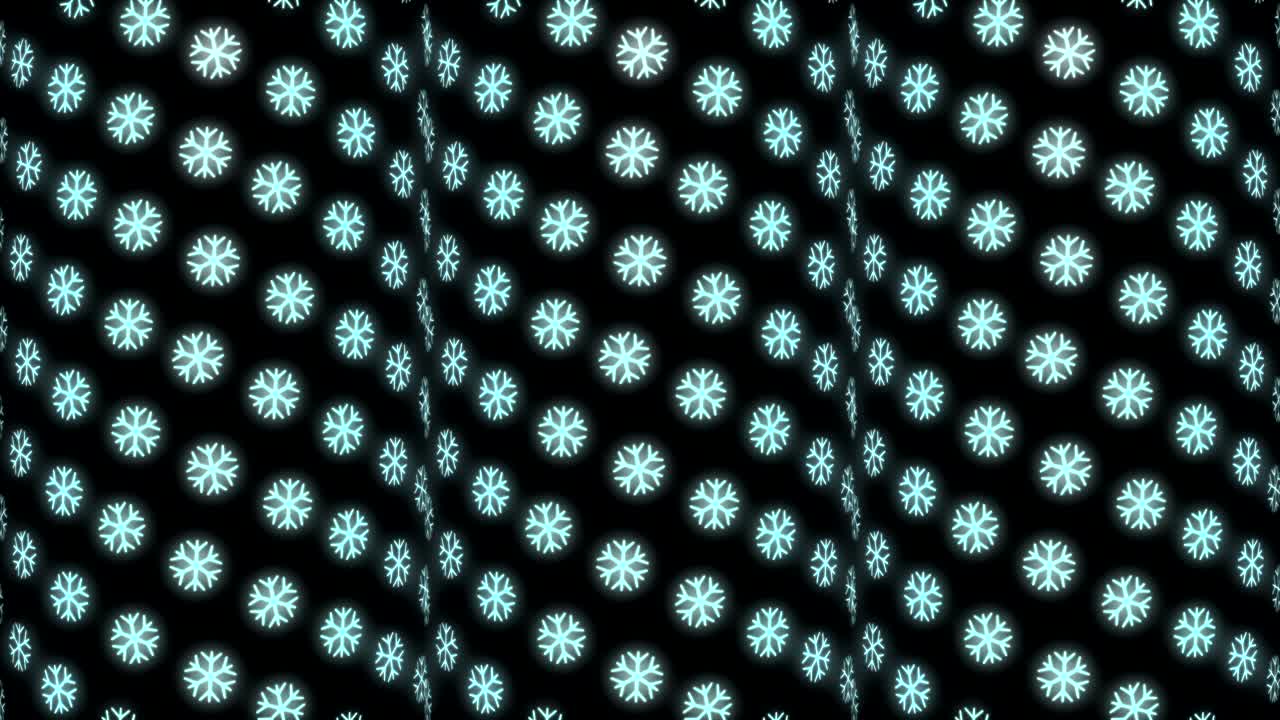 fondo de patrón navideño de neón de copo de nieve en animación de bucle blanco y negro