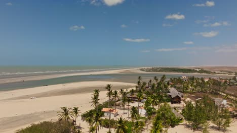 Drone-revealing-the-lagoon-next-to-the-town-Tatajuba-in-Brazil