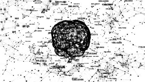 el cerebro humano. plexo con números. hermoso fondo. el concepto de ciencia, medicina y negocios. animación de bucle