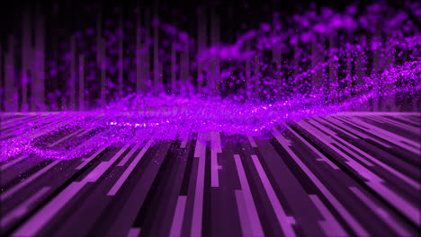 animation of purple light trails and trails of smoke on black background