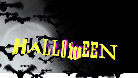 Animation-of-halloween-text-over-bats