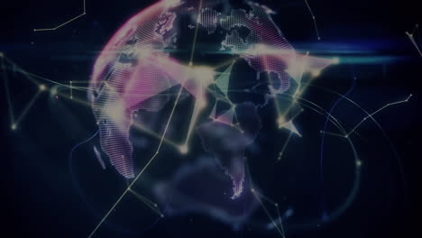 animación de la red de conexiones y el globo sobre fondo negro