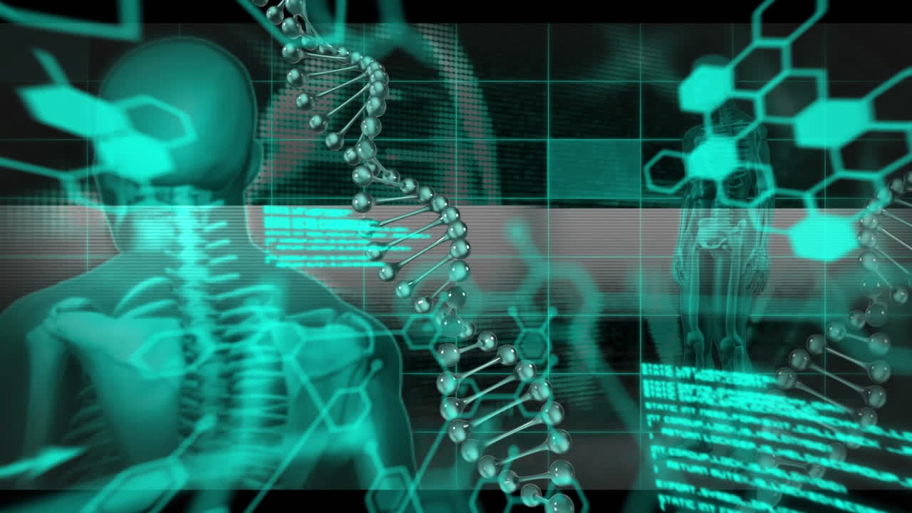 Animation of scientific data processing over human skeleton