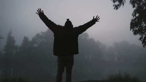 silhouette, success and person celebrate