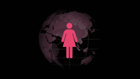 Weibliches-Symbol-Auf-Einem-Globus-Hintergrund